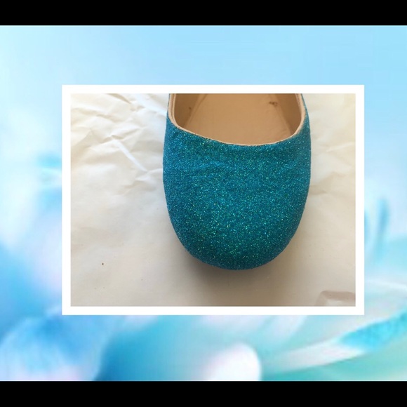 Women’s Electric Light Blue Glitter Custom Flats - Picture 2 of 7